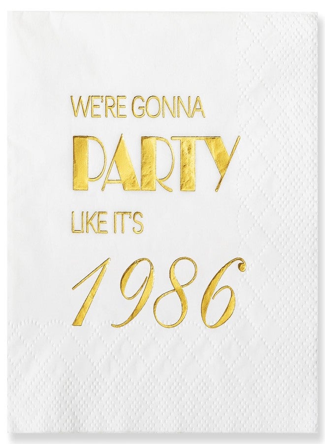 Crisky 50 Pack 40th Birthday Napkins 3-Ply, 1986 Mens Gold Foil Disposable Napkins for Cake Dessert Beverage Table 40 years Old Bday Party Supplies, 40th Birthday Decorations for Men Women - Image 1